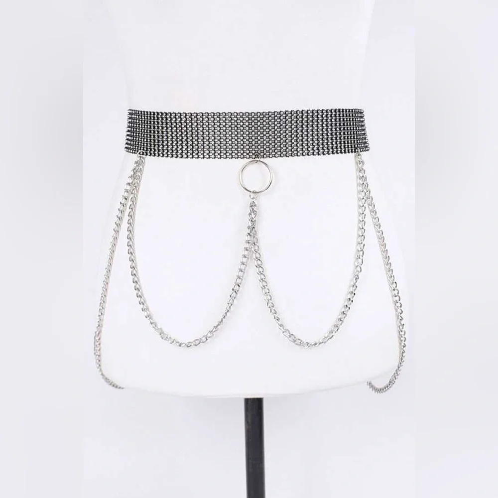 Metal Chain Layered Statement Belt